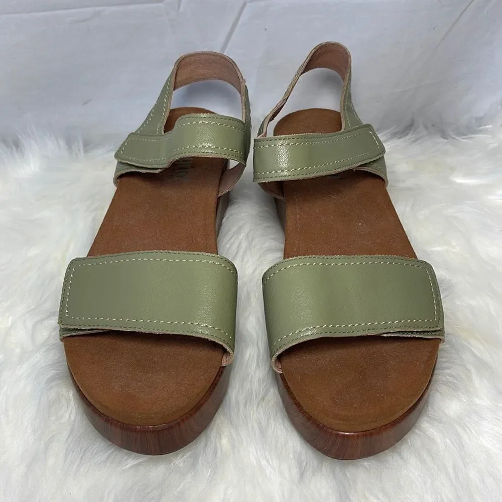 Alegria Tamsyn‎ Sage Leather Strappy Platform Sandals Sz 41/11